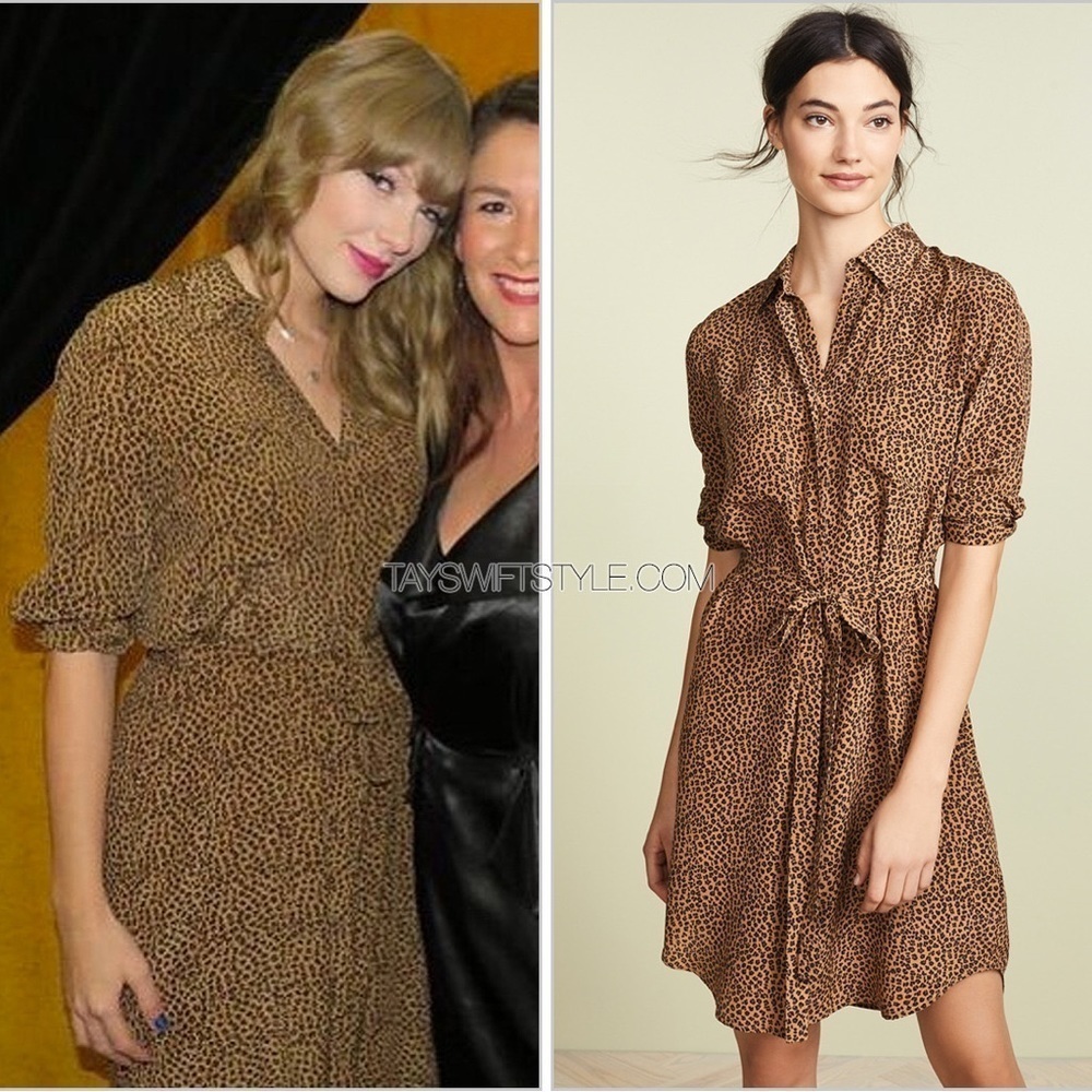 L'AGENCE  Stella Shirtdress in Black Multi Cheetah Pirint